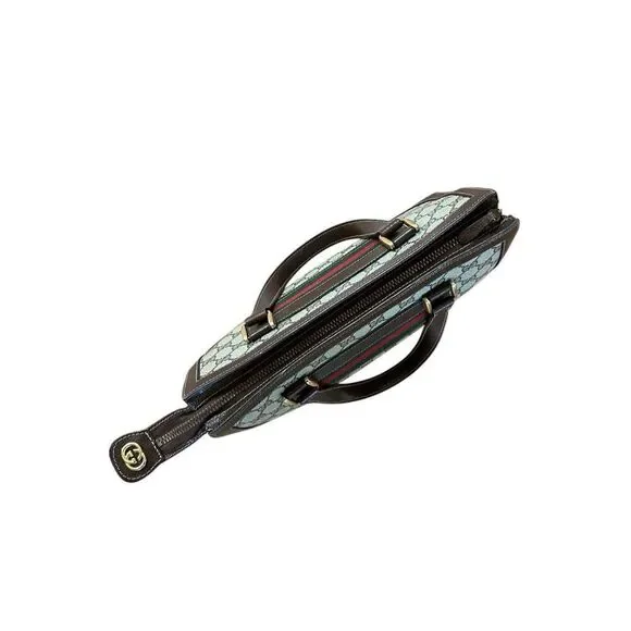 Vintage GUCCI Sherry Tote Wrist Handle Bag Purse GG Logo Brown Leather Authentic - Picture 12 of 16